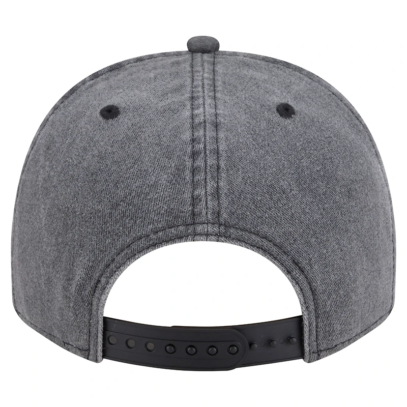 Men's New Era  Charcoal Minnesota Wild Throwback Washed A-Frame Pre-Curved 9FIFTY Snapback Hat