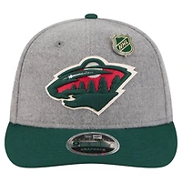 Pin snapback 9FIFTY basse en laine Minnesota Wild grise/verte New Era pour homme