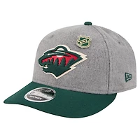 Men's New Era  Gray/Green Minnesota Wild Wool Pin Low Profile 9FIFTY Snapback Hat