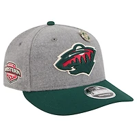 Men's New Era  Gray/Green Minnesota Wild Wool Pin Low Profile 9FIFTY Snapback Hat