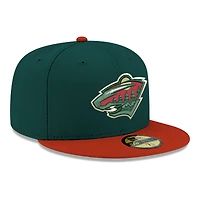 Men's New Era  Green Minnesota Wild Core Logo Two-Tone 59FIFTY Fitted Hat