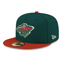 Men's New Era  Green Minnesota Wild Core Logo Two-Tone 59FIFTY Fitted Hat