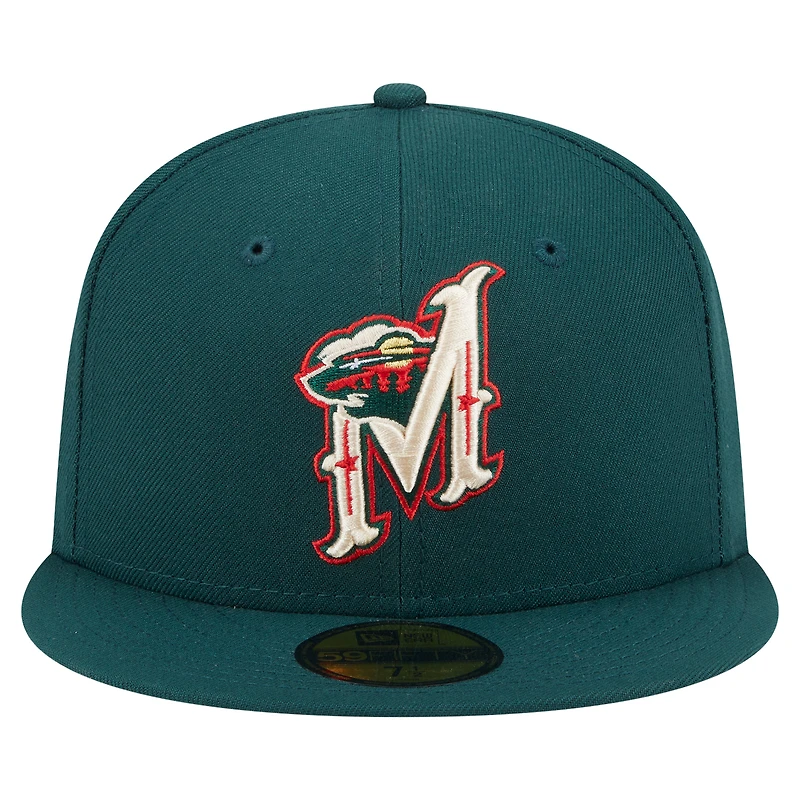 Casquette ajustée Deceptor 59FIFTY verte des Wild du Minnesota de New Era pour homme