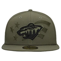 Casquette ajustée 59FIFTY pour homme, motif drapeau militaire des Wilds du Minnesota, couleur olive, New Era