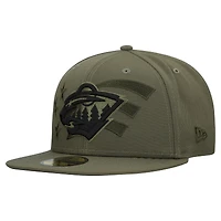 Men's New Era  Olive Minnesota Wild Military Appreciation Flag 59FIFTY Fitted Hat