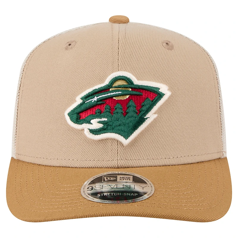 Men's New Era Tan/Light Brown Minnesota Wild Two-Tone Trucker 9SEVENTY Stretch Snap Adjustable Hat