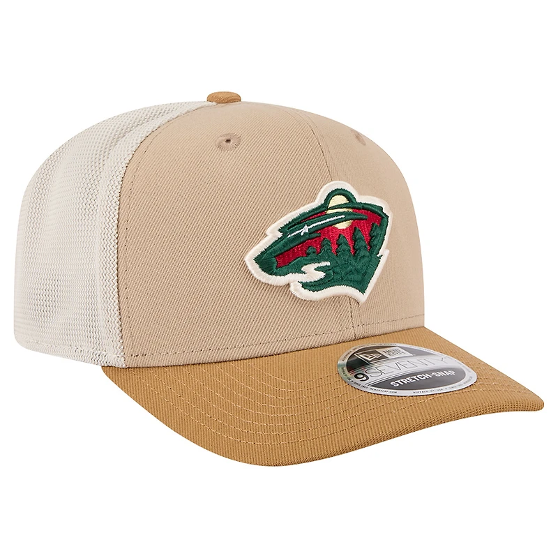 Men's New Era Tan/Light Brown Minnesota Wild Two-Tone Trucker 9SEVENTY Stretch Snap Adjustable Hat