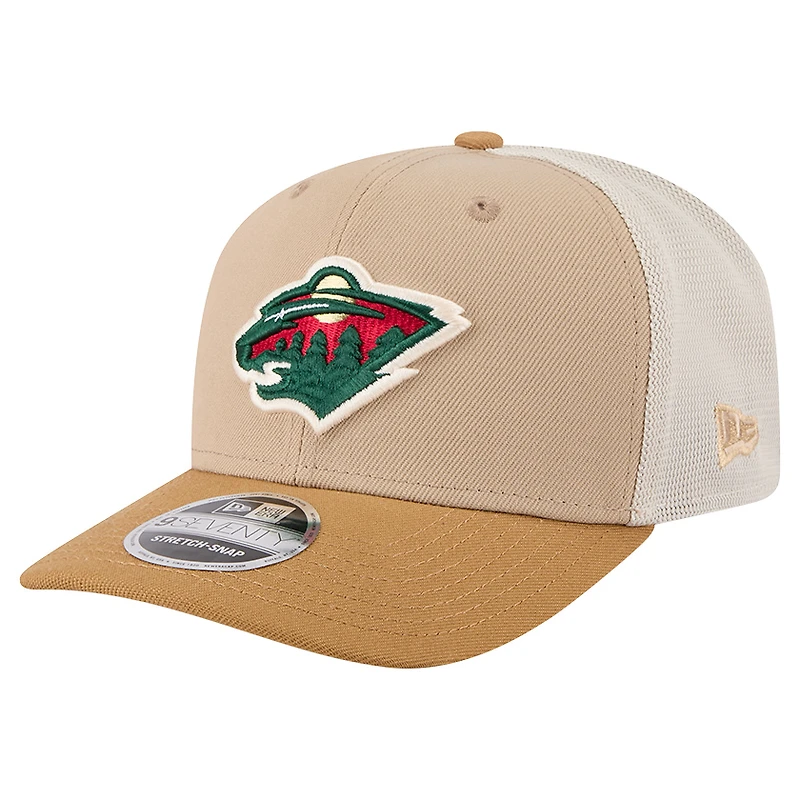 Men's New Era Tan/Light Brown Minnesota Wild Two-Tone Trucker 9SEVENTY Stretch Snap Adjustable Hat