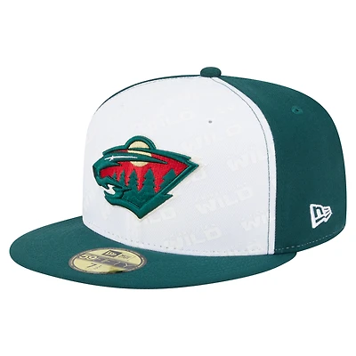 Men's New Era White/Green Minnesota Wild Repeat Two-Tone 59FIFTY Fitted Hat