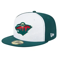 Men's New Era White/Green Minnesota Wild Repeat Two-Tone 59FIFTY Fitted Hat