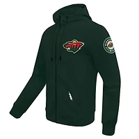 Veste à capuche fermeture éclair intégrale en chenille classique Pro Standard Green Minnesota Wild pour hommes