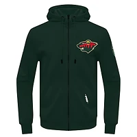 Veste à capuche fermeture éclair intégrale en chenille classique Pro Standard Green Minnesota Wild pour hommes