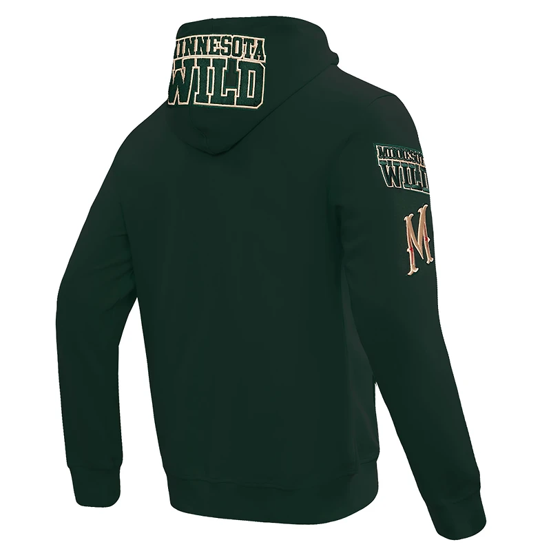 Veste à capuche fermeture éclair intégrale en chenille classique Pro Standard Green Minnesota Wild pour hommes