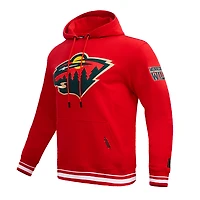 Men's Pro Standard Red Minnesota Wild Retro Classic Fleece Pullover Hoodie