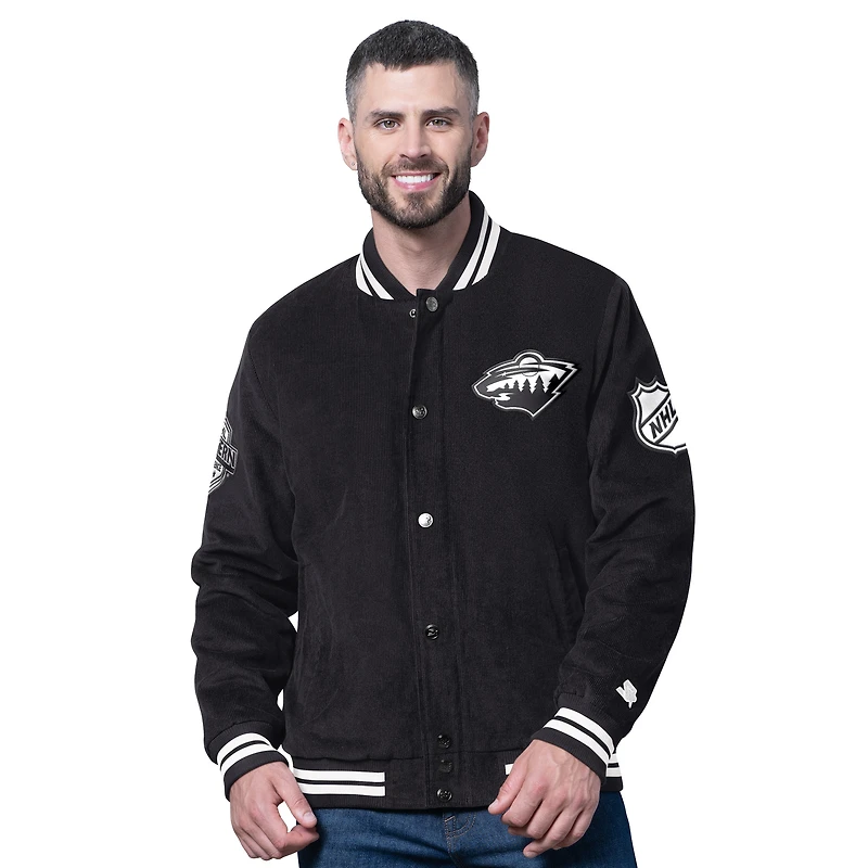 Veste universitaire noire occultante Starter Minnesota Wild pour homme