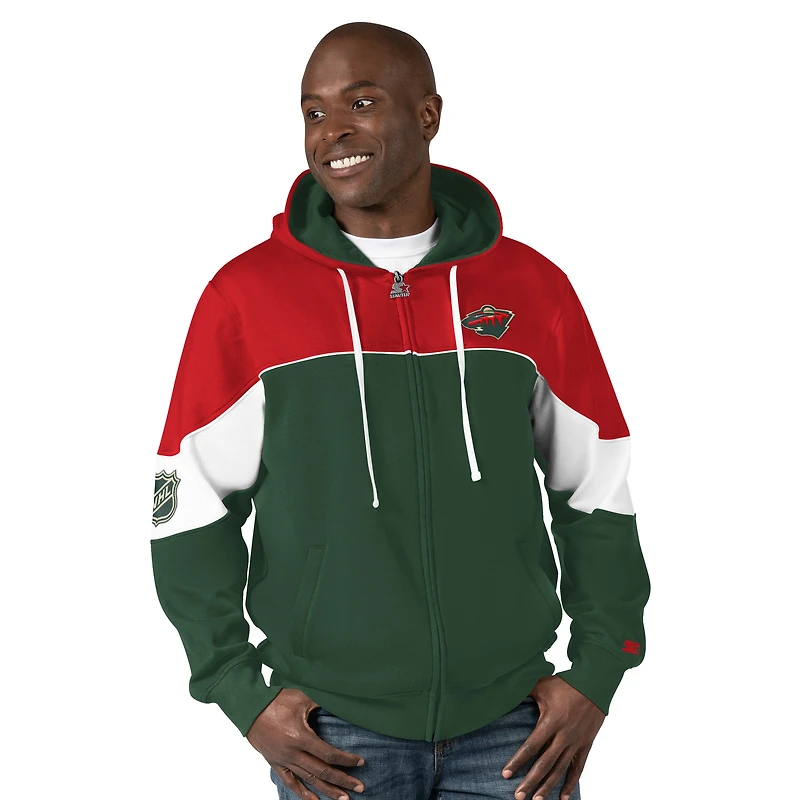 Sweat à capuche entièrement zippé Starter Green/Red Minnesota Wild Power Forward pour hommes