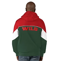 Men's Starter  Green/Red Minnesota Wild Power Forward Full-Zip Hoodie