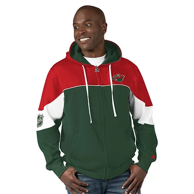 Men's Starter  Green/Red Minnesota Wild Power Forward Full-Zip Hoodie