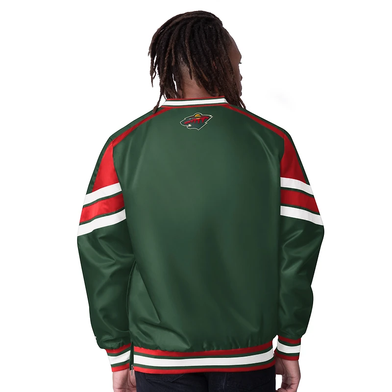 Men's Starter Green Minnesota Wild Reliever V-Neck Pullover Jacket