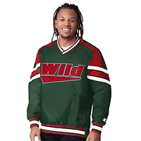 Men's Starter  Green Minnesota Wild Reliever V-Neck Pullover Jacket