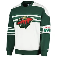 Sweat-shirt à col rond en polaire Starter White Minnesota Wild Defense pour hommes