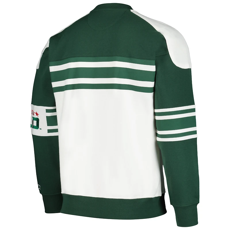 Sweat-shirt à col rond en polaire Starter White Minnesota Wild Defense pour hommes