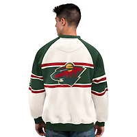 Sweat-shirt ras du cou en polaire blanc pour homme, modèle Starter, Minnesota Wild Defense
