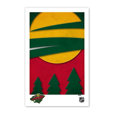 Affiche minimaliste avec logo du Minnesota Wild 11" x 17"