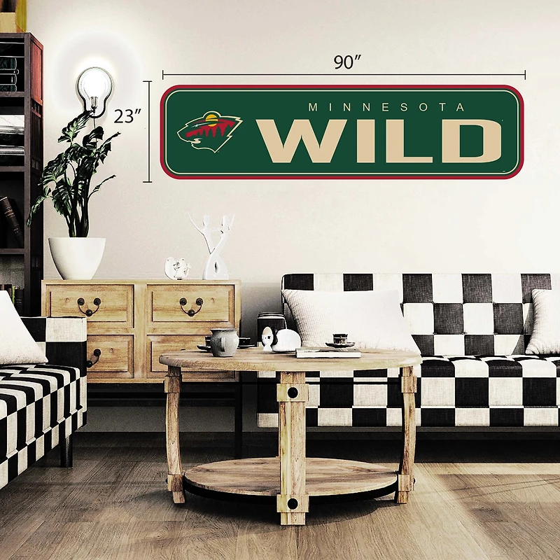 Minnesota Wild - 90 `` x 23 '' décalcomanie murale longue de repositionnement de l'équipe