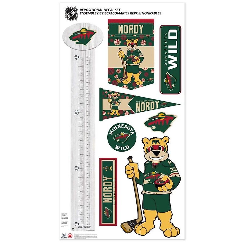 Minnesota Wild - Ensemble d'autocollants repositionnables pour mascotte