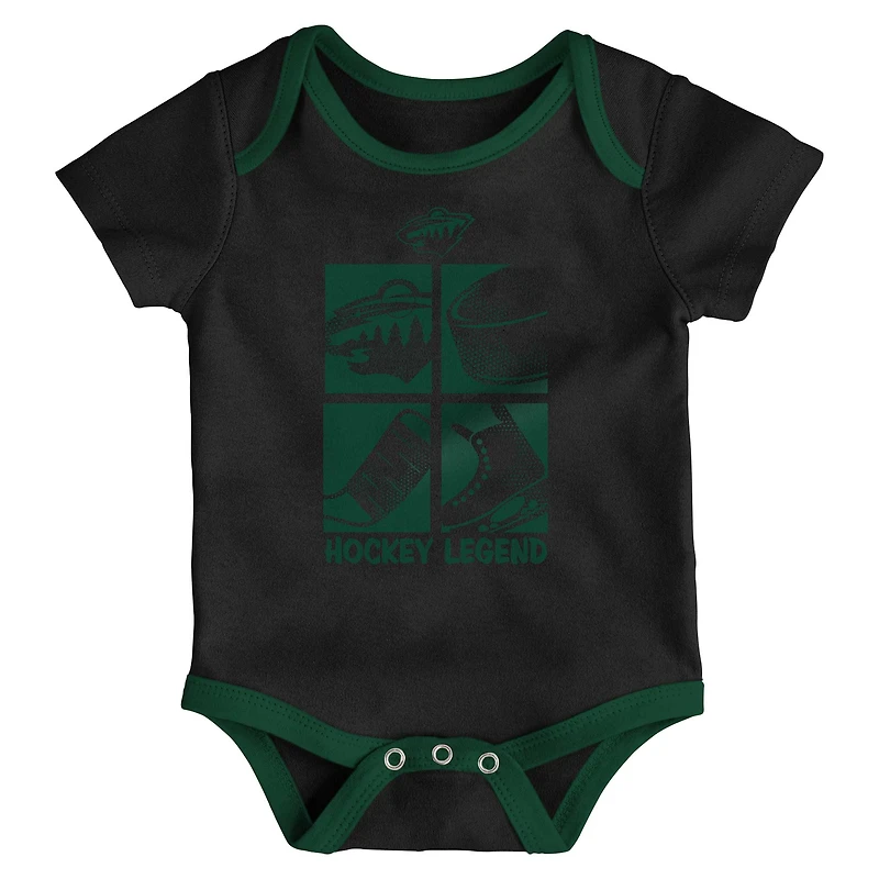Ensemble de body trois pièces Minnesota Wild Legend pour nouveau-né et nourrisson