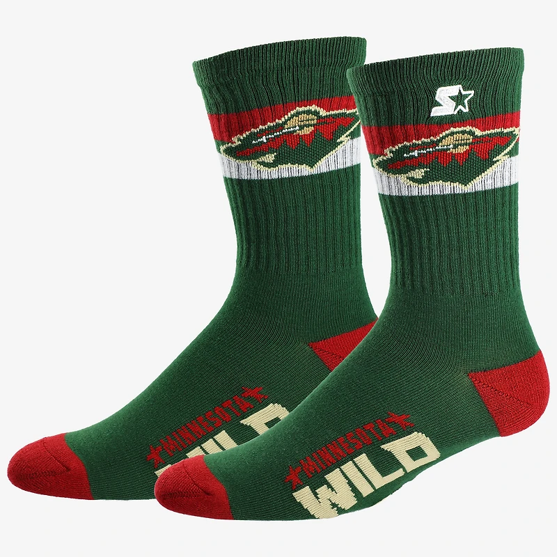 Unisex Starter Minnesota Wild Team Color Two-Stripe Crew Socks