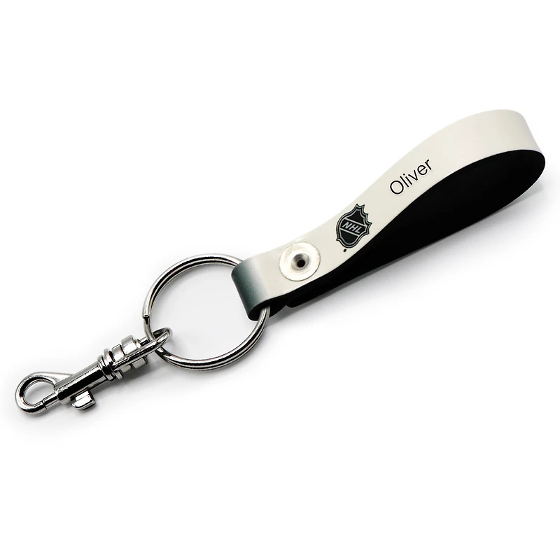White Minnesota Wild Personalized Leather Loop Keychain