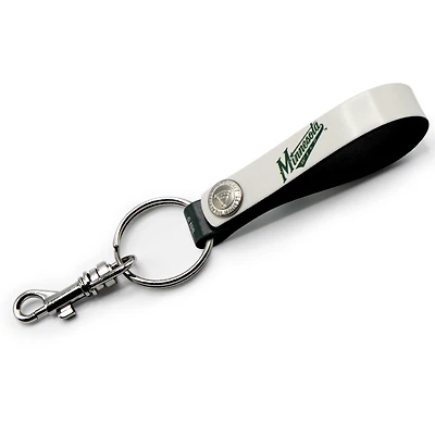White Minnesota Wild Personalized Leather Loop Keychain