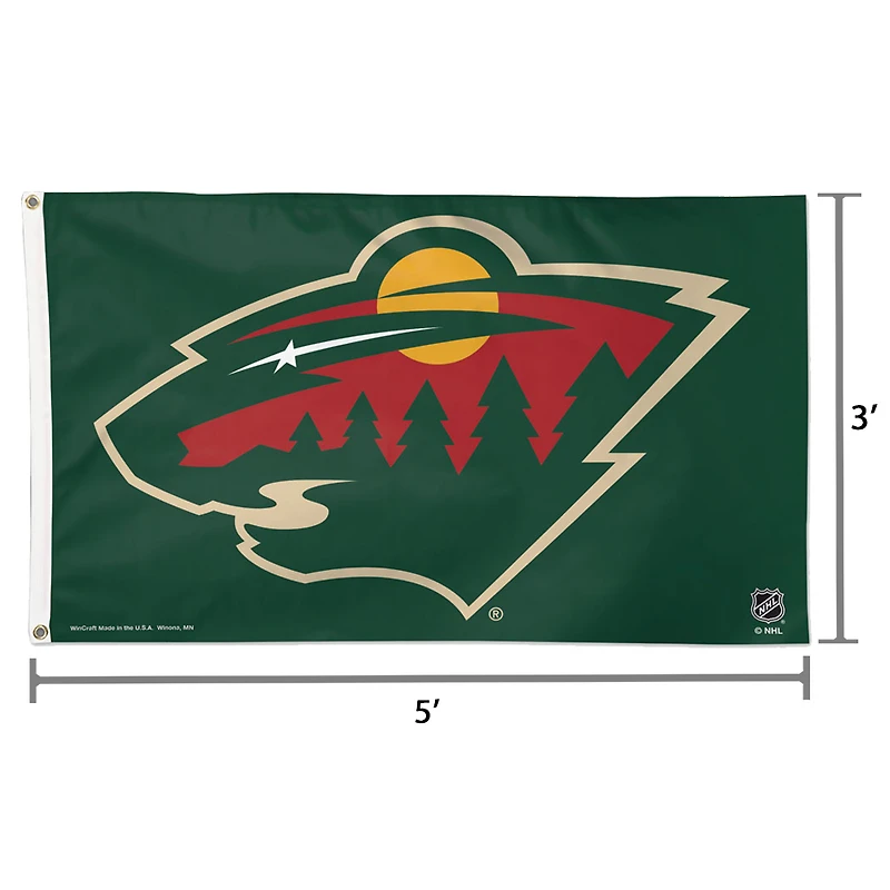 WinCraft Minnesota Wild Deluxe Drapeau unilatéral 3 pi x 5 pi