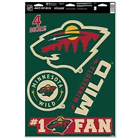 Feuille de décalcomanies multi-usages WinCraft Minnesota Wild Primary 11'' x 17''