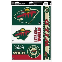 Feuille d'autocollants multi-usages WinCraft Minnesota Wild Primary 11'' x 17''