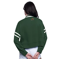 Women's Starter  Green Minnesota Wild Power Play Cropped Pullover Sweatshirt