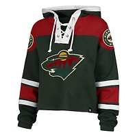 Women's '47  Dark Green Minnesota Wild Cropped Lacer Hoodie