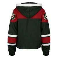 Women's '47  Dark Green Minnesota Wild Cropped Lacer Hoodie