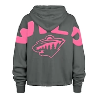 Women's '47 Gray Minnesota Wild Bright Side Venice Cropped Pullover Hoodie