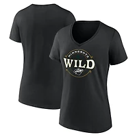 Women's  Black Minnesota Wild Lucky V-Neck T-Shirt