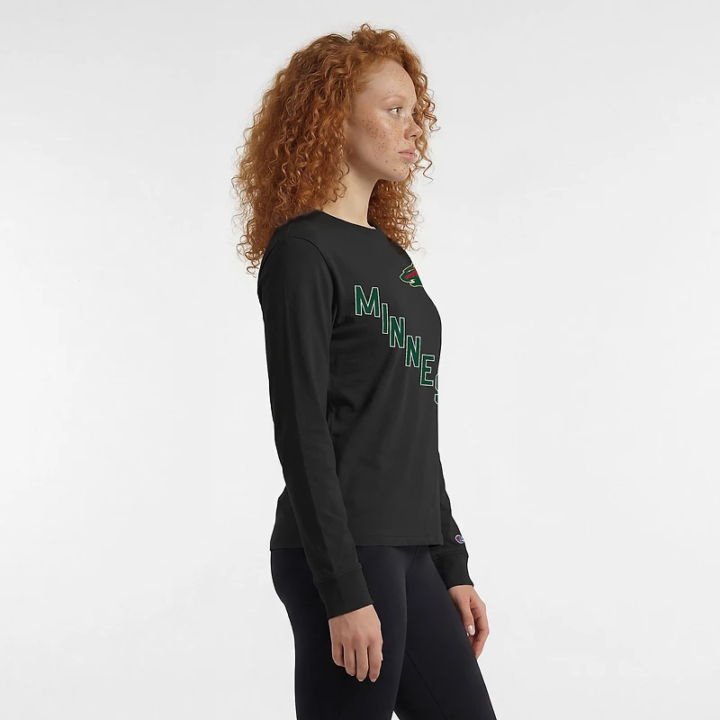 Women's Champion  Black Minnesota Wild 2-Hit Long Sleeve T-Shirt