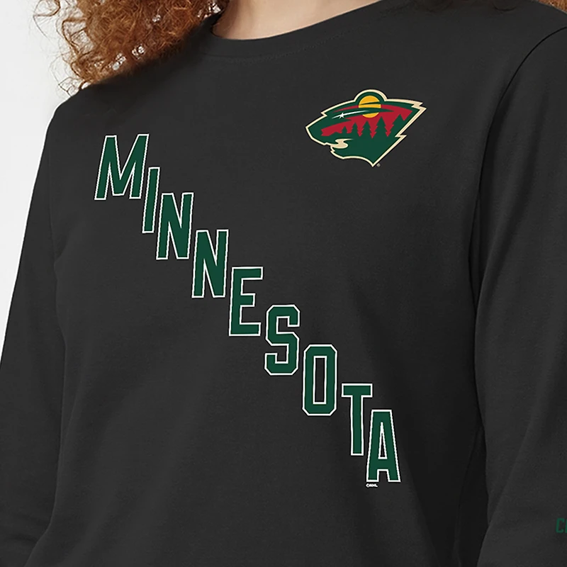 T-shirt à manches longues Champion noir Minnesota Wild 2 coups pour femmes