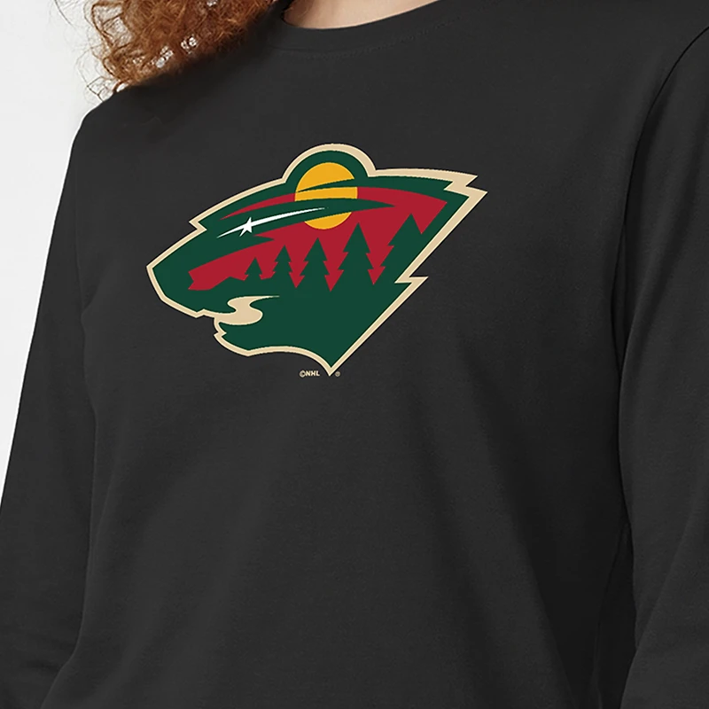 Women's Champion Black Minnesota Wild 2-Hit Long Sleeve T-Shirt