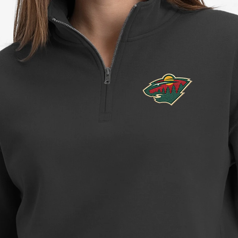 Women's Champion Black Minnesota Wild Powerblend Quarter-Zip Sweatshirt