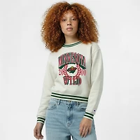 Women's Champion  Cream Minnesota Wild Bold Laurels Reverse Weave Yarn Crewneck Sweatshirt