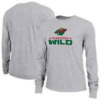 T-shirt à manches longues Champion gris Minnesota Wild pour femmes