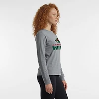 Women's Champion  Gray Minnesota Wild Wordmark Lockup Long Sleeve T-Shirt