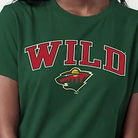 Women's Champion  Green Minnesota Wild Arch Mascot Logo T-Shirt